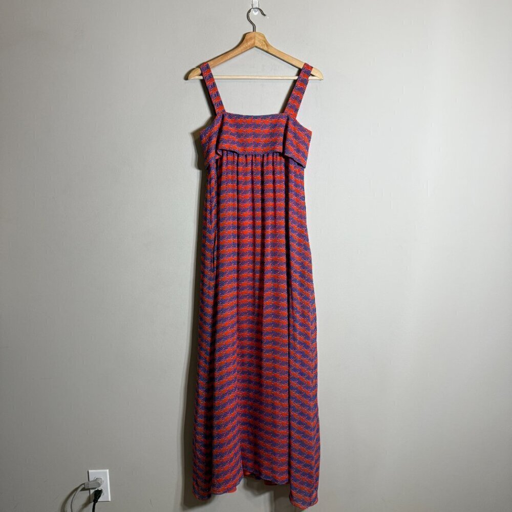 NWOT Opening Ceremony 100% Silk Patterned Tent Maxi Dress Women's 0 Orange Flowy - Picture 3 of 16